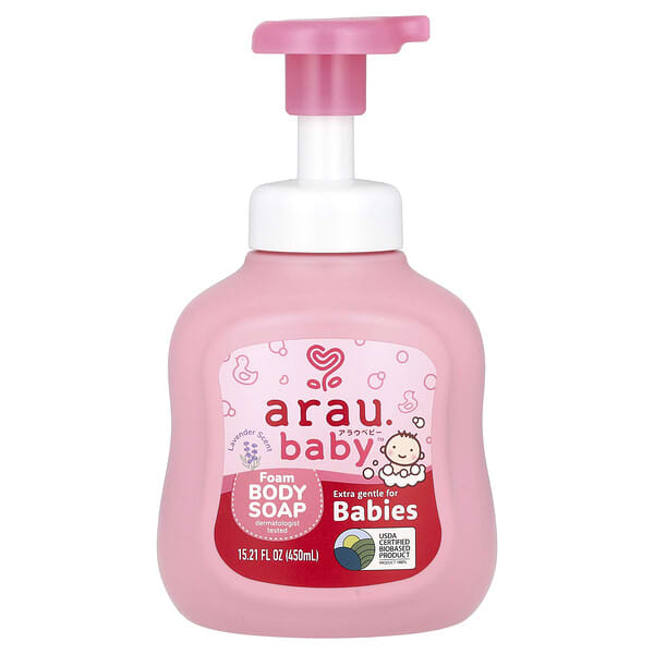 arau.baby, 폼 바디 비누, 라벤더, 450ml(15.21fl oz)