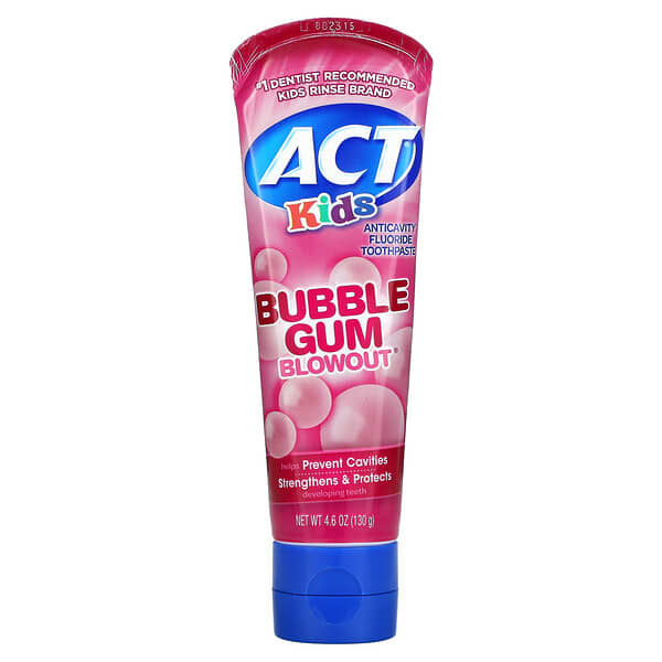 Act, 兒童防蛀含氟牙膏，泡沫口香糖，4.6 盎司（130 克）