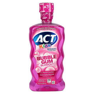 Act, Niños, Enjuague bucal anticaries con fluoruro, Bubble Gum Blowout (sabor goma de mascar), 500 ml (16,9 oz. líq.)
