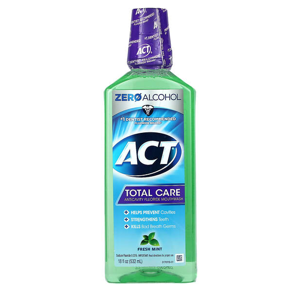 Act, Total Care Anticavity Fluoride Mouthwash, Alcohol Free, Fresh Mint ...