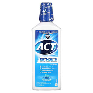 Act, Dry Mouth, фторсодержащий ополаскиватель для рта с ксилитолом, без спирта, успокаивающая мята, 532 мл (18 жидк. унций)