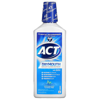 Act, Anticavity Fluoride غسول الفم، جفاف الفم مع إكسيليتول، نعناع مهدئ، 18 أونصة سائلة (532 مل)
