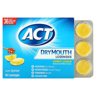Act, леденцы от сухости во рту с ксилитолом, мед и лемон, 36 леденцов