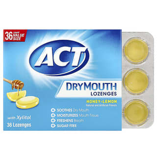 Act, Dry Mouth Lozenges with Xylitol, Honey-Lemon, 36 Lozenges