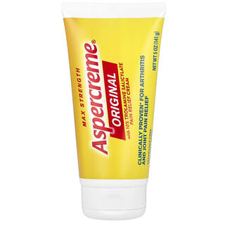 Aspercreme, Crème originale pour le soulagement de la douleur avec 10 % de salicylate de trolamine, Puissance maximale, sans parfum, 141 g