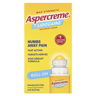 Aspercreme, Pain Relief Liquid with 4% Lidocaine, Max Strength, Fragrance-Free, 2.5 fl oz (73 ml)