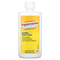 Aspercreme‏, كريم تسكين الآلام مع 4٪ ليدوكايين ، بالقوة القصوى ، خالٍ من العطور ، 4.3 أونصة (121 جم)