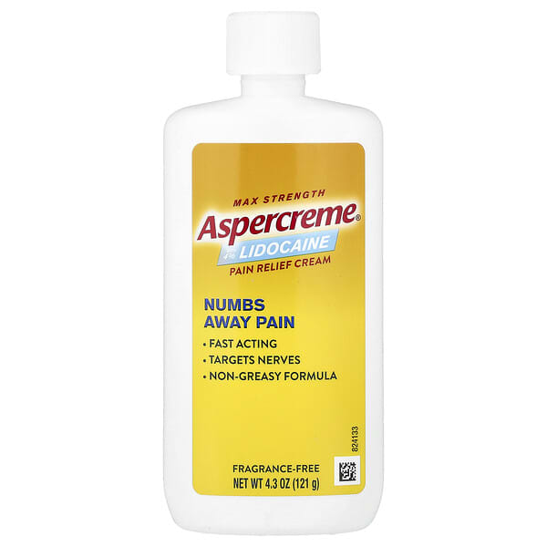 Aspercreme, 止痛霜，含 4% 利多卡因，特強型，無香，4.3 盎司（121 克）