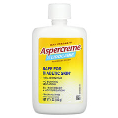 Aspercreme, Pain Relief Foot Cream with 4% Lidocaine, Max Strength, Fragrance-Free, 4 oz (113 g)