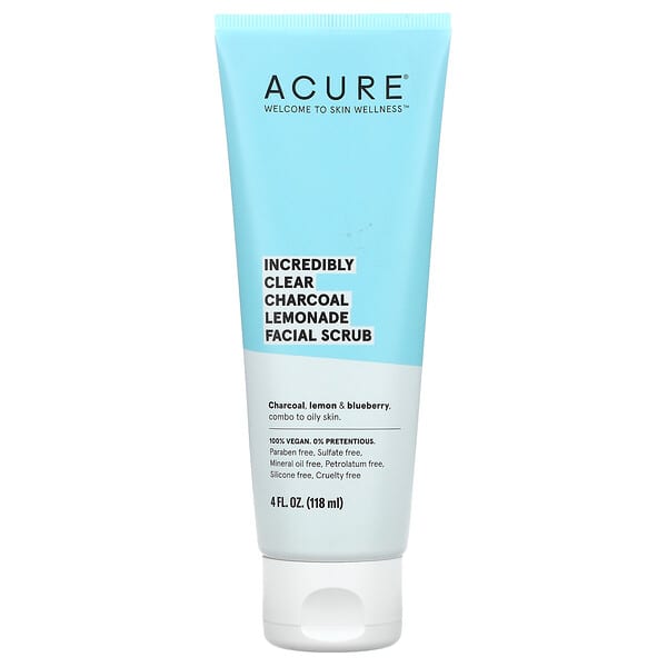 Acure, Incredibly Clear Charcoal Lemonade Facial Scrub, 4 fl oz (118 ml)