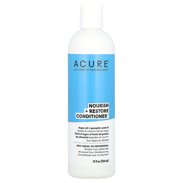 ACURE, Nourish + Restore Conditioner, All Hair Types, Argan Oil &amp; Pumpkin Seed Oil, 12 fl oz (354 ml)