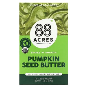 88 Acres‏, Simple 'N' Smooth, Pumpkin Seed Butter, 10 Pouches, 1.16 oz (33 g) Each