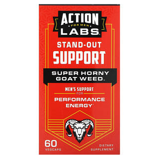Action Labs‏, לגברים, תמיכה בולטת, Super Horny Goat Weed, 60 כמוסות צמחיות