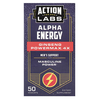 Action Labs, Pour les hommes, Alpha Energy, Ginseng Powermax™ 4x, 50 VegCaps