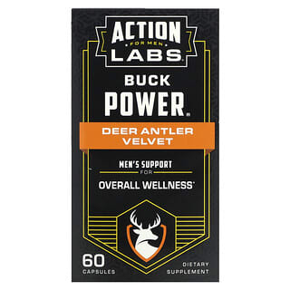 Action Labs, Para hombres, Buck Power, Terciopelo de asta de ciervo`` 60 cápsulas