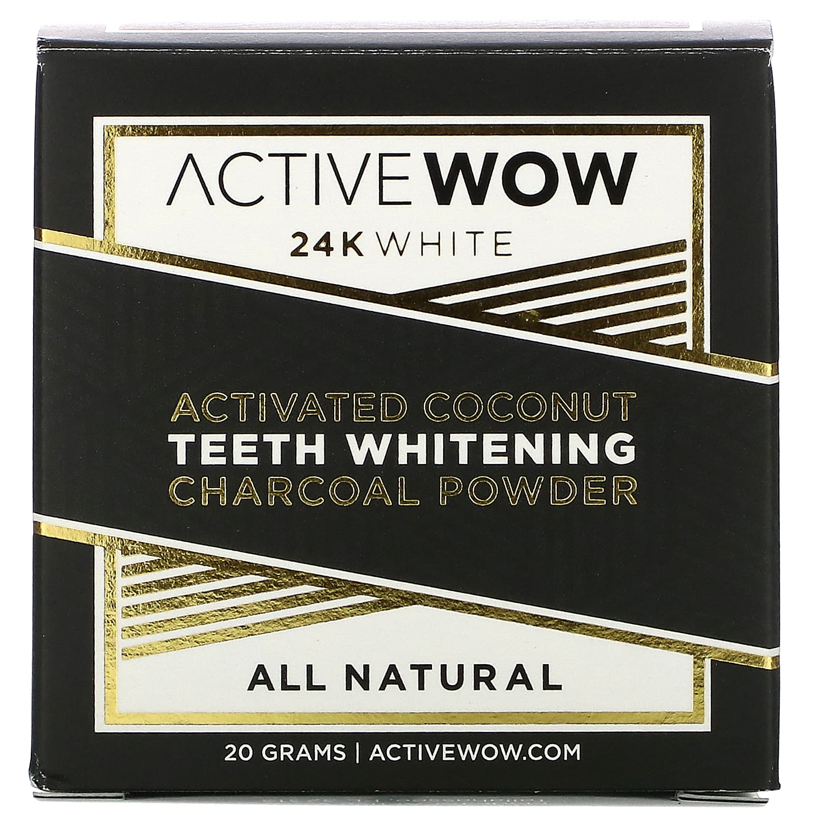 Active Wow, 24K White, All Natural Teeth Whitening Charcoal Powder, Activated  Coconut, 20 g