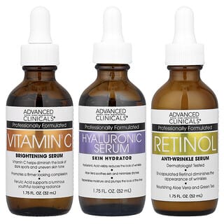 Advanced Clinicals, Serum Essentials készlet, 3 részes készlet, 52 ml (1,75 fl oz) egyenként