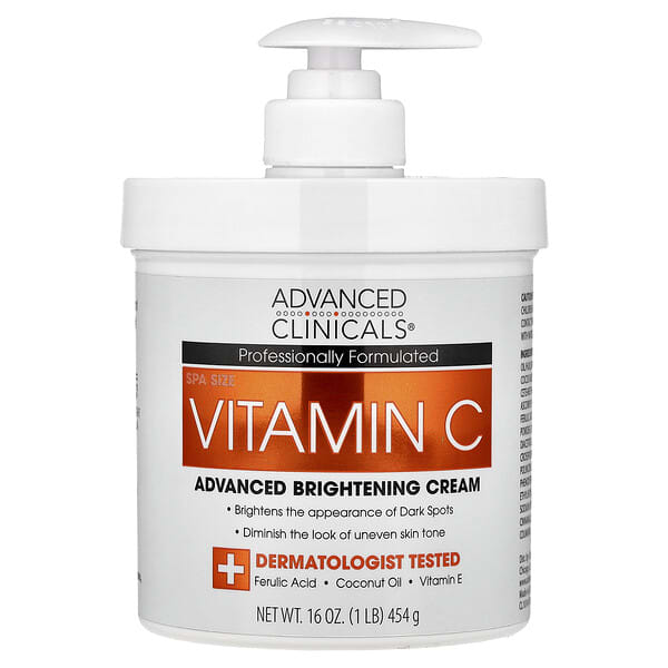 Advanced Clinicals, Vitamin C, Advanced Brightening Cream, 16 oz (454 g)