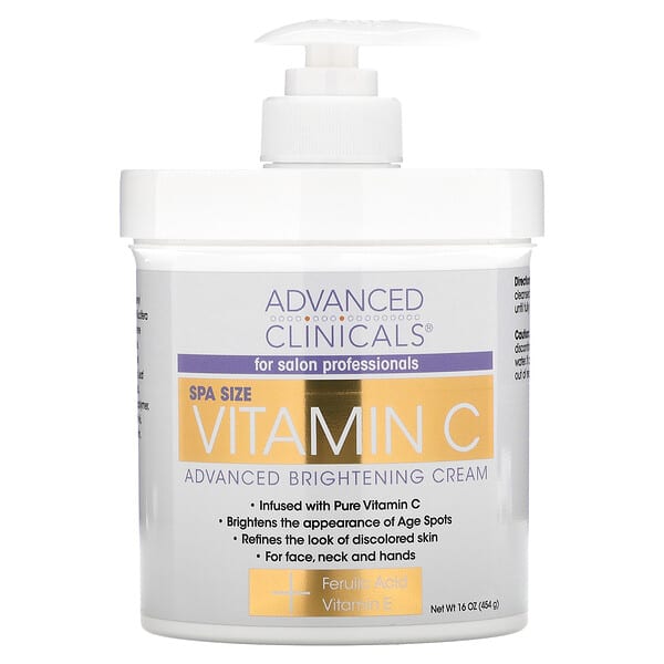 Advanced Clinicals, крем для покращення кольору шкіри з вітаміном C, покращена формула, 454 г (16 унцій)