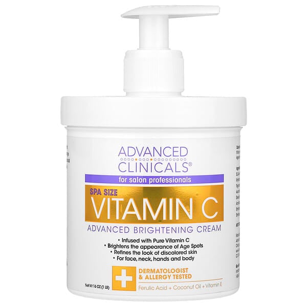 Advanced Clinicals, ビタミンC、Advanced Brightening Cream、1ポンド（16オンス）