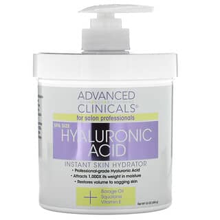 Advanced Clinicals, Acide hyaluronique, Hydratant instantané pour la peau, 454 g