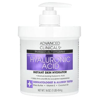 Advanced Clinicals, Acide hyaluronique, Hydratant instantané pour la peau, 454 g