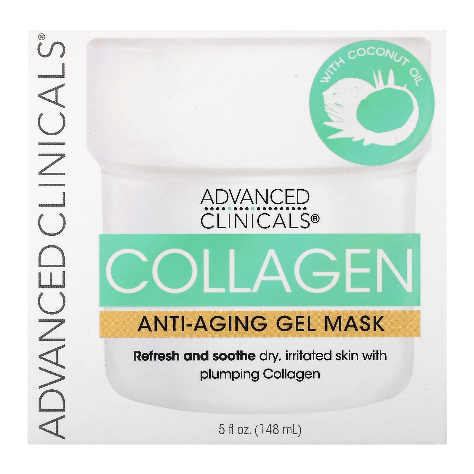 Advanced Clinicals, Collagen, Anti-Aging Gel Beauty Mask, 5 fl oz (148 ml) Image 3