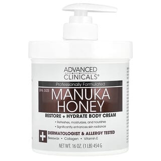 Advanced Clinicals, Manuka Honey, восстанавливающий и увлажняющий крем для тела, 454 г (16 унций)