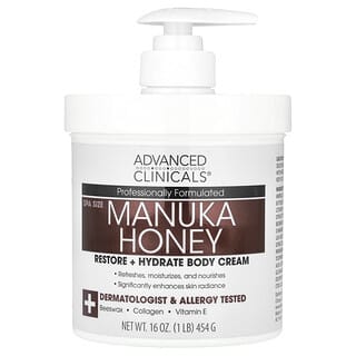 Advanced Clinicals, Crème pour le corps réparatrice et hydratante au miel de manuka, 454 g