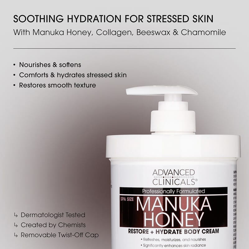 マヌカハニー、Restore + Hydrate Body Cream、454g（16オンス）
