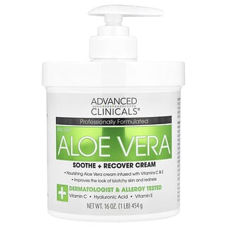 Advanced Clinicals, Aloe Vera, Soothe + Recover Cream, 16 oz (454 g)