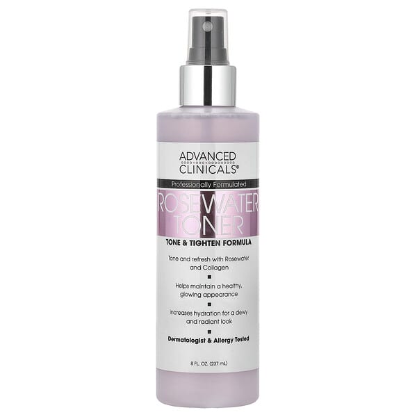 Advanced Clinicals, Tonic cu apă de trandafiri, formulă pentru tonifiere și strângere, 8 fl oz (237 ml)