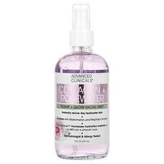 Advanced Clinicals, Colágeno y agua de rosas, Bruma facial para dar volumen y brillo, 237 ml (8 oz. Líq.)