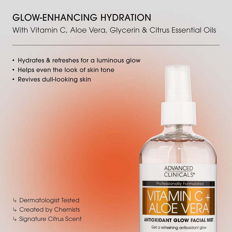 Vitamin C + Aloe Vera, Antioxidant Glow Facial Mist, antioxidatives Glow- Gesichtsspray mit Vitamin C und