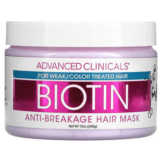 Advanced Clinicals, Biotina, Mascarilla anti-rotura para el cabello, 340 ml (12 oz. Líq.)
