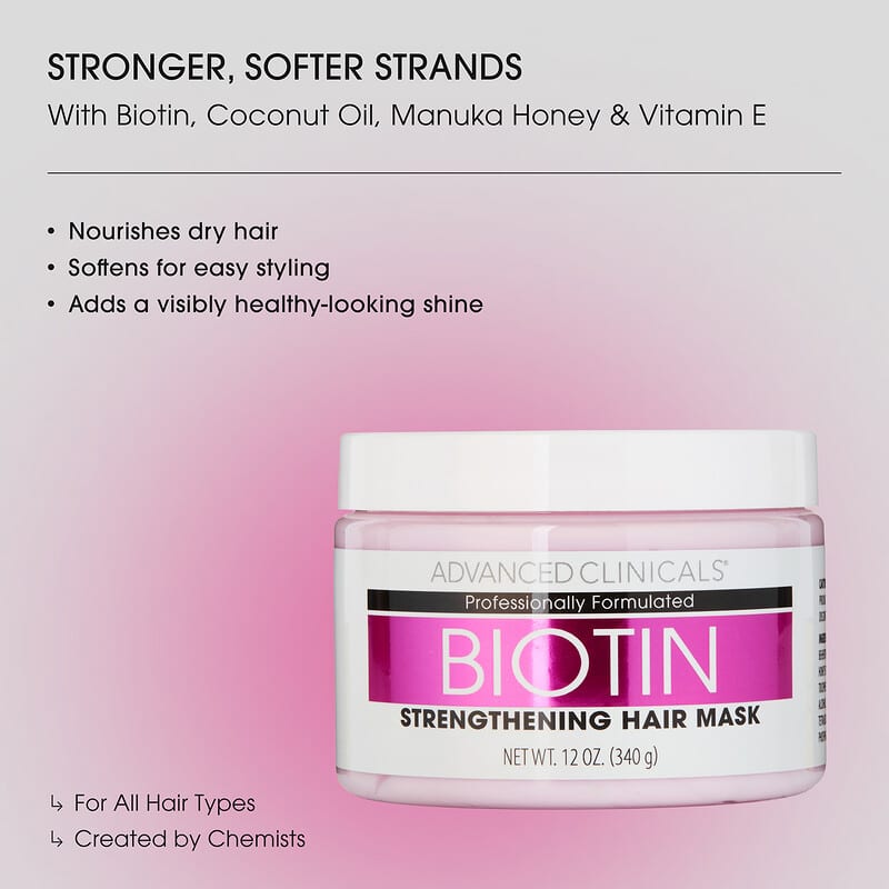 ビオチン、Strengthening Hair Mask、340ml（12液量オンス）