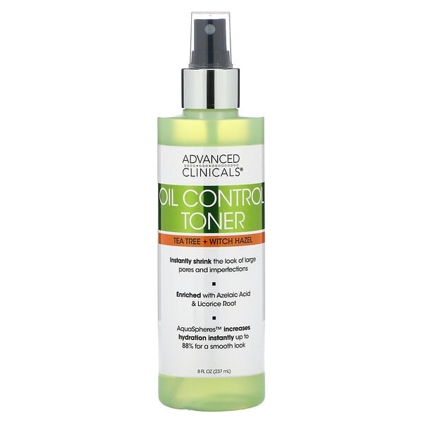 Advanced Clinicals, Oil Control Toner, Tea Tree + Witch Hazel, 8 fl oz