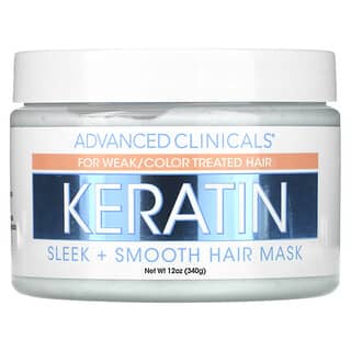 Advanced Clinicals, Keratin, Sleek + Smooth Haarmaske, 340 g (12 oz.)