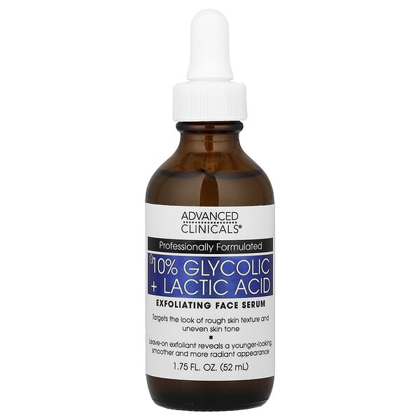 Advanced Clinicals, Sérum 10% de Ácido Glicólico + Ácido Láctico, 52 ml (1,75 fl oz)