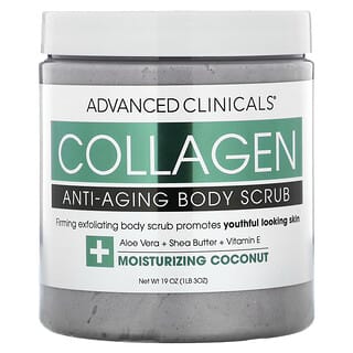 Advanced Clinicals, Collagen Anti-Aging Body Scrub, Moisturizing Coconut , 1 lb 3 oz (19 oz)