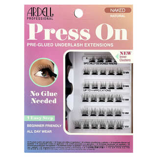 Ardell, Extensiones prepegadas para debajo de las pestañas, Press On, Naked Natural, 30 mechones prepegados y aplicador