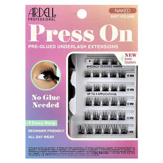 Ardell, Press On, Extensiones de pestañas prepegadas, Volumen suave y natural, 30 racimos prepegados y aplicador