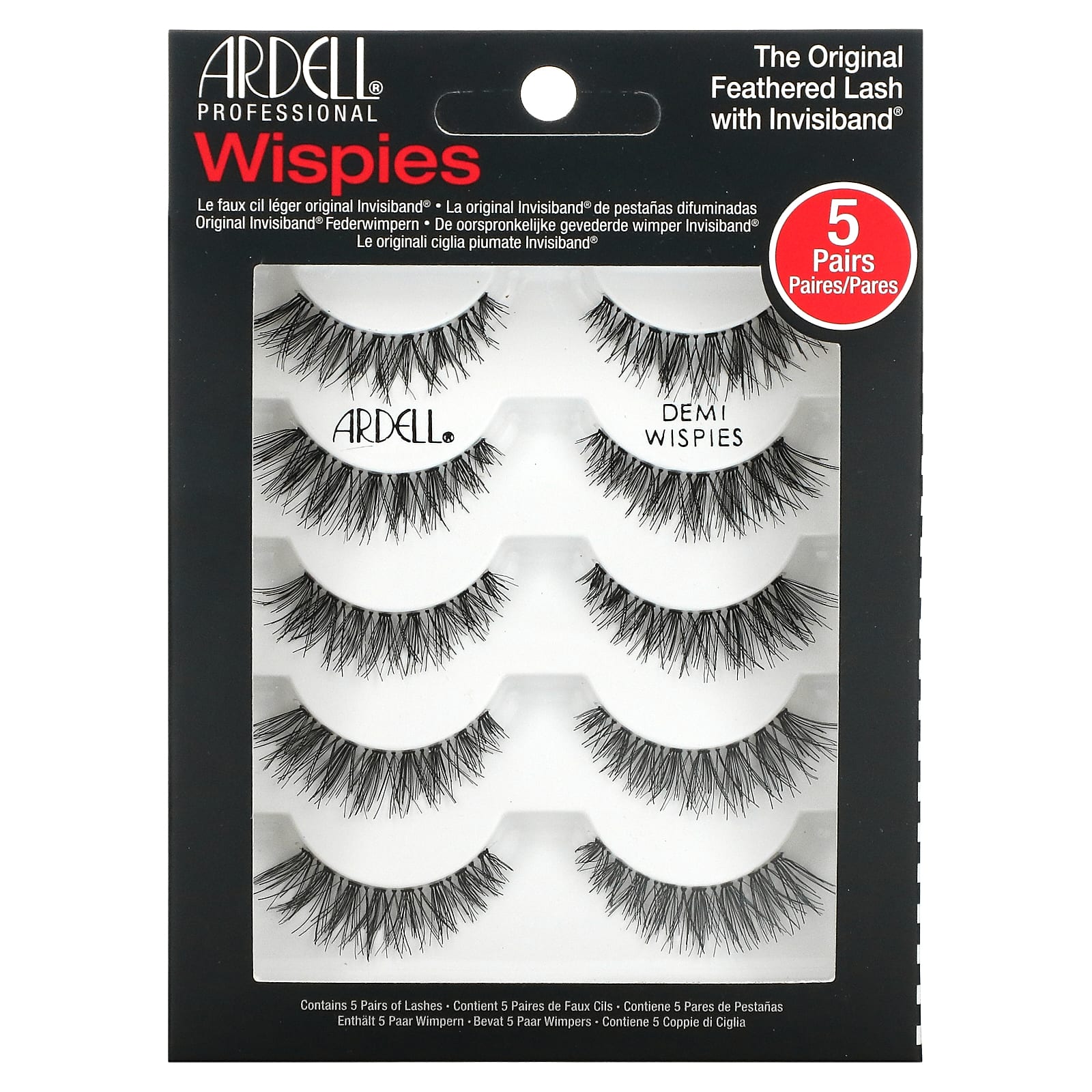 Ardell, Wispies, Original Feathered Lash with Invisiband, 5 Pairs