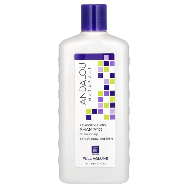 Andalou Naturals, 샴푸, 풀 볼륨, 리프팅, 볼륨, 윤기, 라벤더 및 바이오틴, 340ml(11.5fl oz)