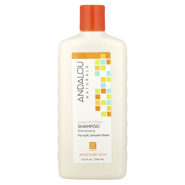 Andalou Naturals, 샴푸, 모이스처 리치, 부드럽고 매끄러운 윤기 나는 모발, 아르간오일 & 시어, 340ml(11.5fl oz)