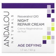 Andalou Naturals, Crema de reparación nocturna, Resveratrol Q10, Anti-edad, 1.7 oz líquidas (50 ml)