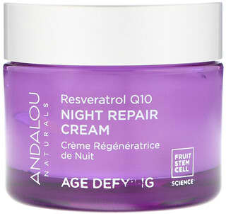 Andalou Naturals, Crème réparatrice de nuit, Resveratrol Q10, anti-âge, 1.7 oz (50 ml)
