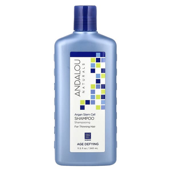 Andalou Naturals, 샴푸, 안티에이징, 얇은 모발용, 아르간 줄기세포, 340ml(11.5fl oz)