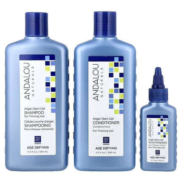 Andalou Naturals, 아르간 줄기 세포, 얇은 모발 시스템, 항노화, 3 개 키트