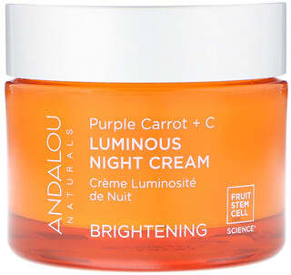 Andalou Naturals, Luminous Night Cream, Purple Carrot + C, Brightening, 1.7 fl oz (50 ml)